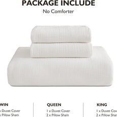 EMME Muslin Cotton Duvet Cover Set Cream White Twin Size Linen Like Soft Breathable Lightweight Summer Comforter Cover Set with Zipper Closure (Cream White, Twin, 68