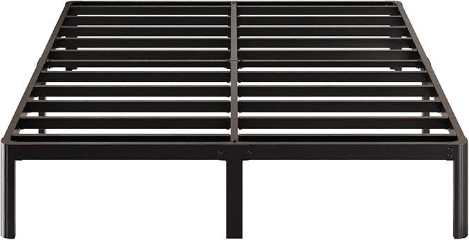 12 Inch Queen Bed Frame with Rounded Corner Legs, 2000 LBS Heavy Duty Metal Queen Platform Bed Frame with Steel Slats Support, No Box Spring Needed, Noise Free, Easy Assembly