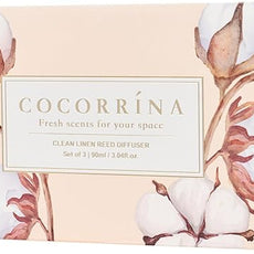 COCORRÍNA Reed Diffuser Set of 3-3 Pack/ 3.04 Fl.oz Diffuser with 24 Sticks Cashmere Vanilla/Sandalwood Rose/Clean Linen Reed Diffuser for Home Bathroom Office Decor