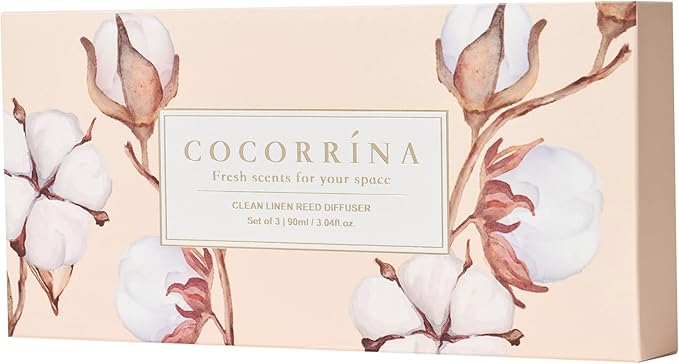 COCORRÍNA Reed Diffuser Set of 3-3 Pack/ 3.04 Fl.oz Diffuser with 24 Sticks Cashmere Vanilla/Sandalwood Rose/Clean Linen Reed Diffuser for Home Bathroom Office Decor