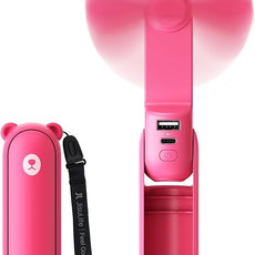 JISULIFE Handheld Mini Fan, 3 IN 1 USB Rechargeable Portable Fan [12-19 Working Hours] with Power Bank, Flashlight, Pocket Design for Travel/Summer/Concerts/Lash, Gifts for Women (Fuchsia)