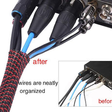 Alex Tech 10ft - 3/4 inch Cord Protector Wire Loom Tubing Cable Sleeve Split Sleeving For USB Cable Power Cord Audio Video Cable – Protect Cat From Chewing Cords - Blackred