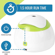 HealthSmart Travel Mate Personal Ultrasonic Small Personal Cool Air Mist USB Compact Travel Humidifier, Relief for Dry Skin, Compact and Personal, Quiet, Filter Free, FSA Eligible Humidifier, White