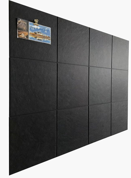 12-Pack Black Felt Wall Tiles(11.8“x11.8”Each), 47.2“x 35.4” Large Cork Board Alternative, Self-Adhesive Bulletin Pin Board for Office Home Kitchen Photos & Memos
