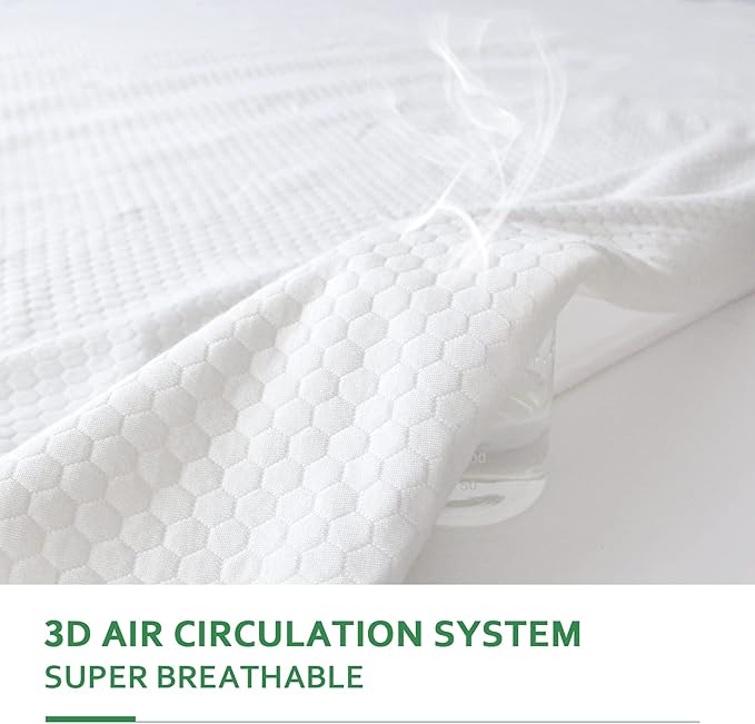 Queen Mattress Protector Waterproof Cooling Queen Mattress Pad Cover, Viscose 3D Air Breathable Fabric, Fitted 8-18 inch Deep Pocket, Washable Noiseless