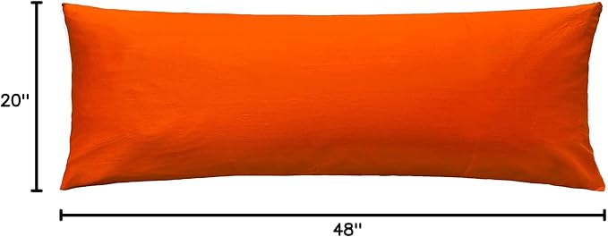 iMaylex Soft 100% Egyptian Cotton Zipper Pillow Case, Cozy and Lightweight Pillowcase, Easy Care, Orange, Body, 20'' x 48''