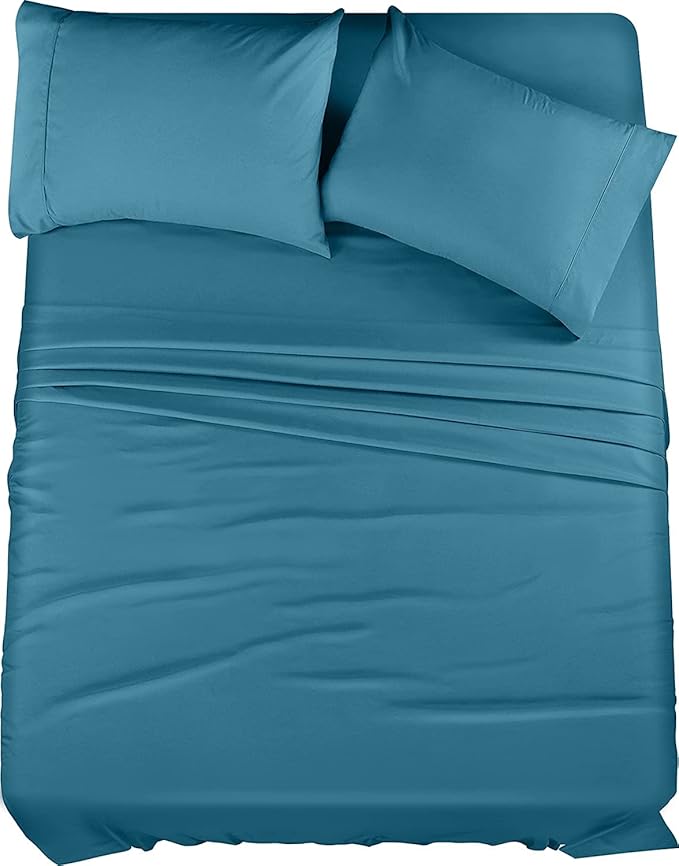 Utopia Bedding Full Sheet Set – 4 Piece Bed Sheets for Full Size Bed, Soft and Breathable Microfiber, Includes 1 Fitted Sheet, 1 Flat Sheet and 2 Pillowcases (Denim Blue)