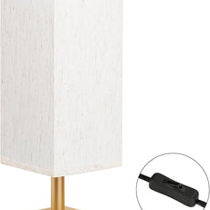aooshine Gold Small Table Lamp - Bedside Lamp for Bedroom, Minimalist Nightstand Lamp with Square Fabric Shade, Desk Lamp for Kids Room Dorm