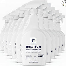 BRIOTECH Sanitizer Disinfectant Hypochlorous Spray, Kill 99.99% of Viruses & Bacteria, Control Mold, Eliminate Odor, Gentle for Nursery & Play Rooms, Food Contact Surface Sanitizer, 32 fl oz (12 Pack)