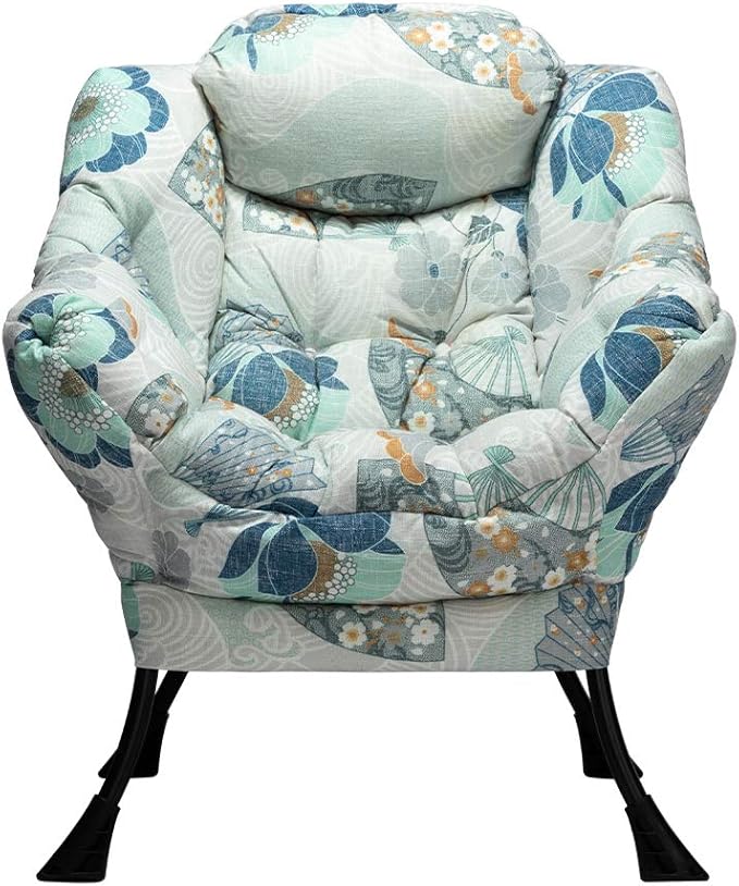 HollyHOME Lazy Chair with Armrest and Side Pocket, Comfy Accent Lounge Chair,Leisure Sofa Armchair for Living Room, Bedroom, Dorm, or Small Spaces, Oversized Reading Sofa Chair,Fan Print
