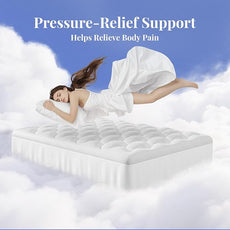 OhGeni Cooling 4 Inch Full Size Dual Layer Mattress Topper, 2 Inch Gel Memory Foam, 2 Inch Soft Pillow Top Pad, Bedroom Essentials Mattresses Cover, Extra Comfortable Sleep and Back Pain Relief