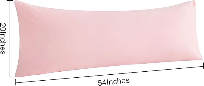 NTBAY Body Pillow Cases Set of 2, 2 Pack Brushed Microfiber 20x54 Pillow Cases, Soft, Wrinkle, Fade, Stain Resistant Blush Pink Pillow Cases with Envelope Closure, 20x54 Inches, Blush Pink