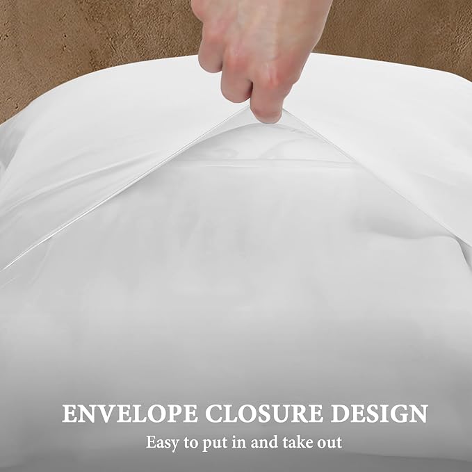 BHZ White Satin Goose Down Feather Pillows King Size with Pillowcase for Hair and Skin, Cooling Pillow Cases Similar to Silk Pillow Cases, Decorative for Women, Mom Men