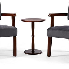 Accent Chair Set of 2 with Table, Living Room Chairs with VelvetSoft Seat and Armrests for Living Room Bedroom Reading Room Waiting Room (Greyvelvet)