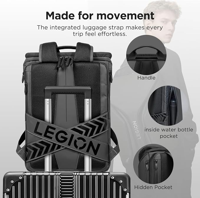 Lenovo Legion 16-inch Armored Gaming Backpack GB900, 20L Capacity, Water-Resistant, Beathable & Ergonomic Shoulder Straps, Multiple Pockets, Black