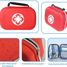 284 PCS First Aid Kit for Home, Car, Travel & Outdoor – Compact Portable Emergency Survival Kit for Camping, Hiking, Office, Business, and Public Use – Red Small Medical Essential Set