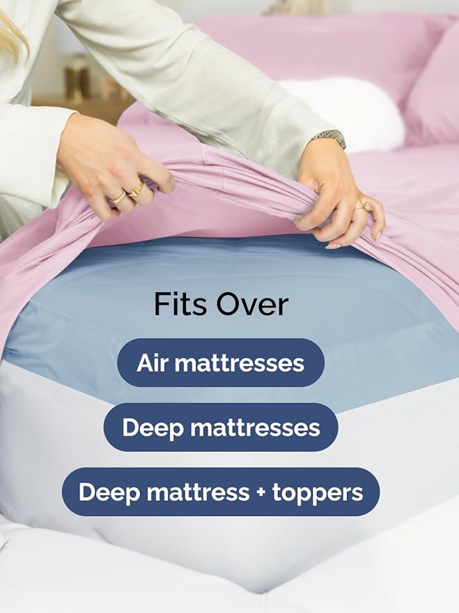 Extra Deep Pocket King Sheets - 4 Piece Breathable & Cooling Bed Sheets - Hotel Luxury Bed Sheet Set - Soft, Wrinkle Free & Comfy - Easily Fits Extra Deep Mattresses - Deep Pocket Light Pink Sheets