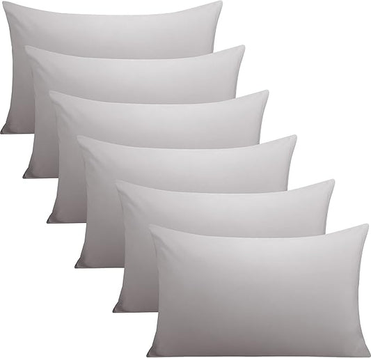 FLXXIE 6 Pack Microfiber Queen Pillowcases, Ultra Soft and Wrinkle, Fade Resistant Pillow Cases with Envelope Closure, 20x30 Inches, Smoky Grey