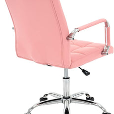 High Back Desk Chair, Modern PU Leather Home Office Task Chair with Arms, Adjustable Swivel Computer Executive Chair with Wheels (Pink)