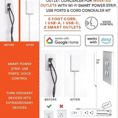Smart Sleek Socket: Universal Outlet Concealer with Wi-Fi Smart Power Strip