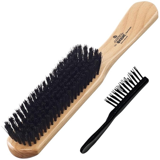 Kent CG1 Clothes Brush Cherrywood 100% Natural Black Bristle and Lint Remover Especially for Jeans or Corduroy Garments for Keeping Fabrics Free from Fibres, Fluff and Pet Hair. Made in England
