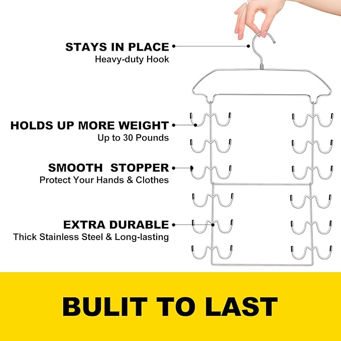 2 Pack Closet Organizers-and Storage,6 Tier Tank Top Hangers Space Saving, Dorm Room Essentials for Girls Camisoles Swimsuits Dress