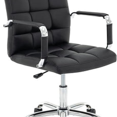 High Back Desk Chair, Modern PU Leather Home Office Task Chair with Arms, Adjustable Swivel Computer Executive Chair with Wheels (Black)