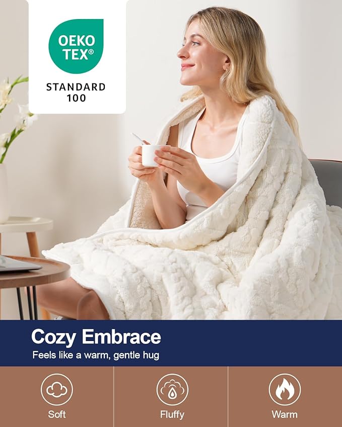Super Fuzzy Soft Sherpa Fleece Weighted Blanket, 15 lbs Dual Sided Fluffy Heavy Weighted Blankets for Adults - No Bunching with Double Layers of Soft Inner Lining (48"x 72", 15 Pounds)