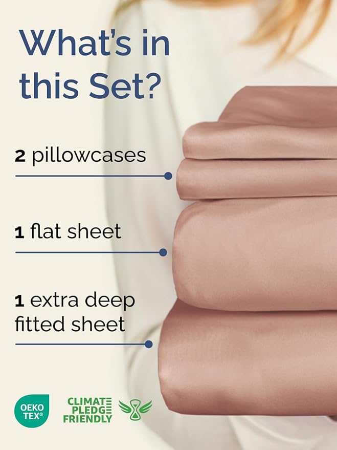 Extra Deep Pocket Queen Sheet Set - 4 Piece Breathable & Cooling Bed Sheets - Hotel Luxury Sheet Set - Ultra Soft, Wrinkle Free & Comfy - Easily Fits Extra Deep Mattresses - Deep Pocket Mauve Sheets
