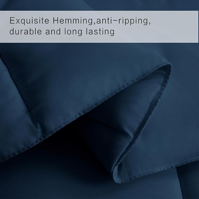 COHOME Quilted Oversized King Size Comforter - All-Season Down Alternative Duvet Insert - Luxury Hotel Winter Warm Navy Blue Comforter with Anti-Clump Tech & 8 Tabs - Reversible（98"x116"）