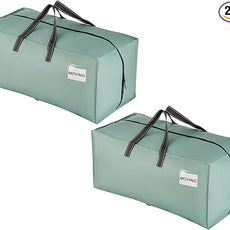 VENO 2 Pack Moving Bags w/Backpack Straps, Heavy Duty, Moving Boxes Alternative, Packing Supplies, Large Storage Totes for Dorm Room Essentials with Zipper for Clothes (Light Green Matte, 2 Pack)