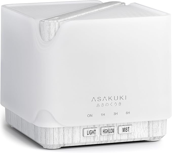 ASAKUKI 700 ml Premium Essential Oil Diffuser, 5 in 1 Ultrasonic Aromatherapy Fragrant Oil Vaporizer Humidifier, Timer and Auto-Off Safety Switch, 7 LED Light Colors