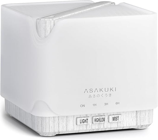 ASAKUKI 700 ml Premium Essential Oil Diffuser, 5 in 1 Ultrasonic Aromatherapy Fragrant Oil Vaporizer Humidifier, Timer and Auto-Off Safety Switch, 7 LED Light Colors