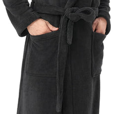 DAVID ARCHY Men's Hooded Robe Soft Coral Fleece Microfiber Bathrobe