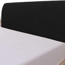 Easy-Going Stretch Bed Headboard Cover,Small Square Jacquard Headboard Slipcover, Dustproof Bed Head Cover for Bedroom (Queen,Black)
