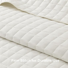 HORIMOTE HOME Ivory Ruffled Quilt Set Twin Size, Classic Geometric Square Stitched Pattern, Pre-Washed Farmhouse Shabby Chic Microfiber Lightweight Bedding Set Bedspread Coverlet for All Season