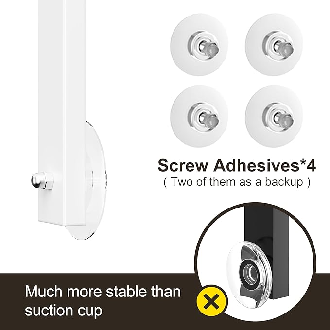 Orimade Adjustable Anti-slip Shower Caddy over Shower Head, Rustproof Bathroom Hanging Shower Organizer with 2 Hooks for Razor, No Drilling Shelves Storage Rack 2 Tier, White