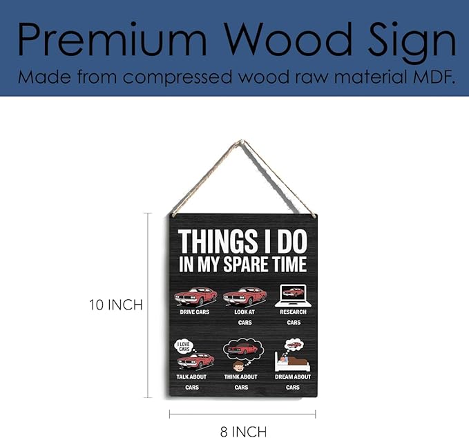 YCYD Family Wall Decor, Interesting Things i Do in My Spare Time Sign 8 x 10 Inches, Home Sign Wall Decor Car Guy Lovers Gift Home Boy lady Room Sign Decoration