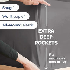 Extra Deep Pocket Twin Sheets - 3 Piece Breathable & Cooling Bed Sheets - Hotel Luxury Bed Sheet Set - Soft, Wrinkle Free & Comfy - Easily Fits Extra Deep Mattresses - Deep Pocket Dark Grey Sheets Set