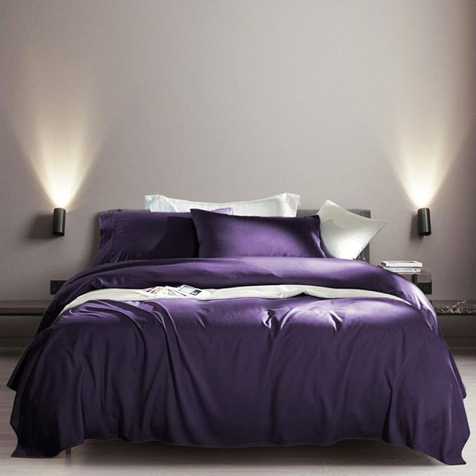 SONORO KATE Bed Sheet Set Super Soft Microfiber 1800 Thread Count Luxury Egyptian Sheets Fit 18-24 Inch Deep Pocket Mattress Wrinkle-6 Piece (Purple, King)