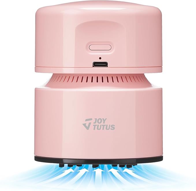 JOYTUTUS Mini Vacuum Cleaner Car Vacuum Portable Cordless 360º Rotatable Handheld Vacuum 2 Suction Modes USB for Car/Home/Pet Hair/Office/Desk/Keyboards Pink