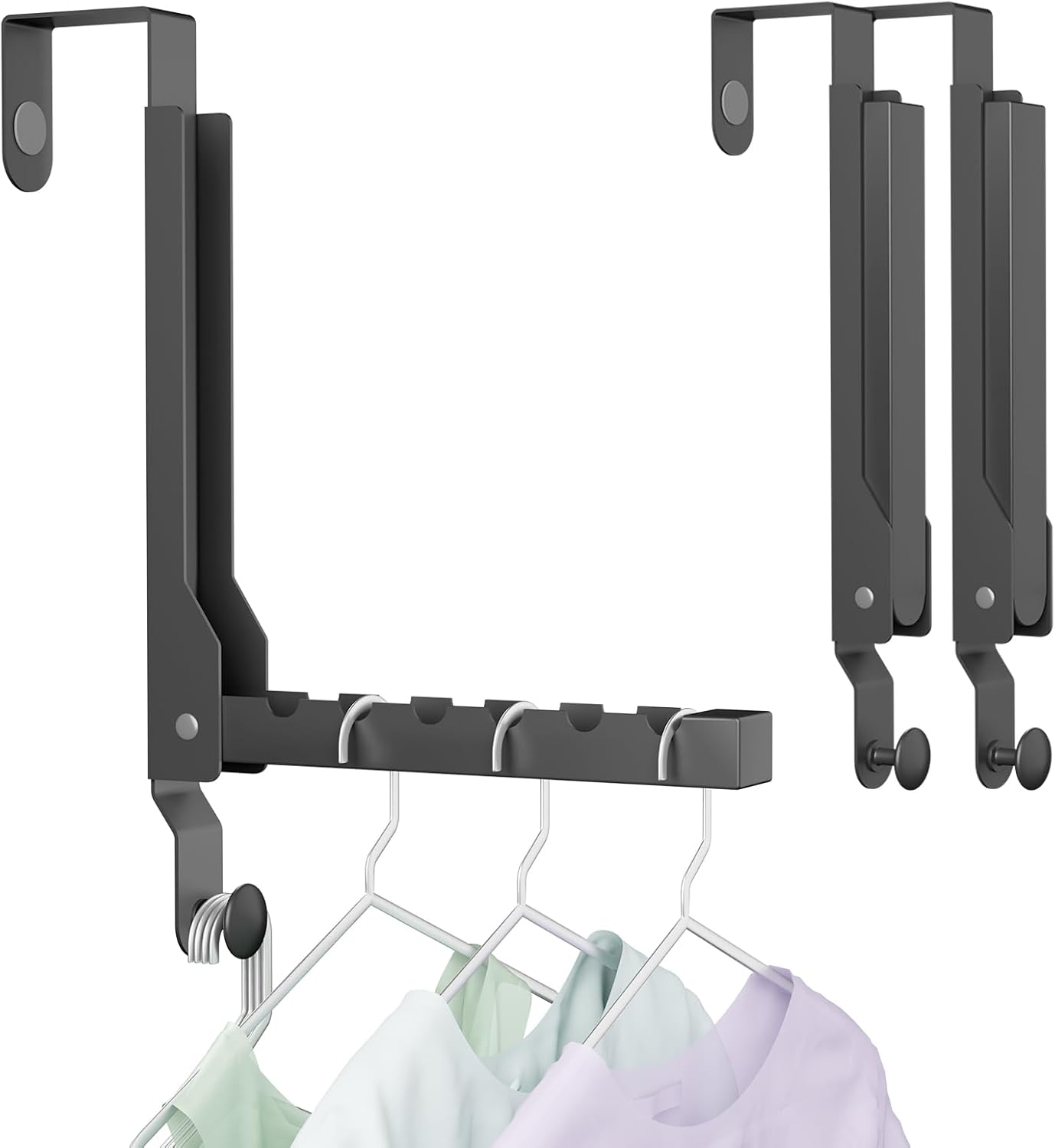 BAKON Over The Door Hanger Folding Clothes Drying Rack, Folding Hanging Coat Rack for Indoor Laundry Room Compact Small Space Foldable Portable Clothing Hanger Hook Collapsible- 2 Pack Dormly