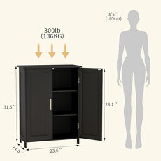 Bathroom Storage Floor Cabinet Freestanding Organizer with Adjustable Shelves for Bathroom Laundry Room,2 Doors