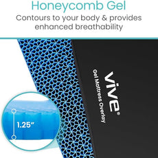 Vive Cooling Gel Mattress Topper - Honeycomb Gel Bed Pad for Hot Sleepers (Twin XL) - Ultimate Comfort and Support Mattress Topper for Twin Size Beds - Cooling, Pressure Relief