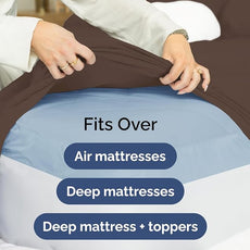 Extra Deep Pocket Queen Sheet Set - 4 Piece Breathable & Cooling Bed Sheets - Hotel Luxury Sheet Set - Ultra Soft, Wrinkle Free & Comfy - Easily Fits Extra Deep Mattresses - Deep Pocket Brown Sheets