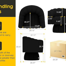 360 Degree Sherpa Swivel Cuddle Barrel Accent Sofa Chairs, Round Teddy Armchairs with Wide Upholstered, Furry Boucle Reading Chair for Living Room, Bedroom, Office, Waiting Rooms (Black)