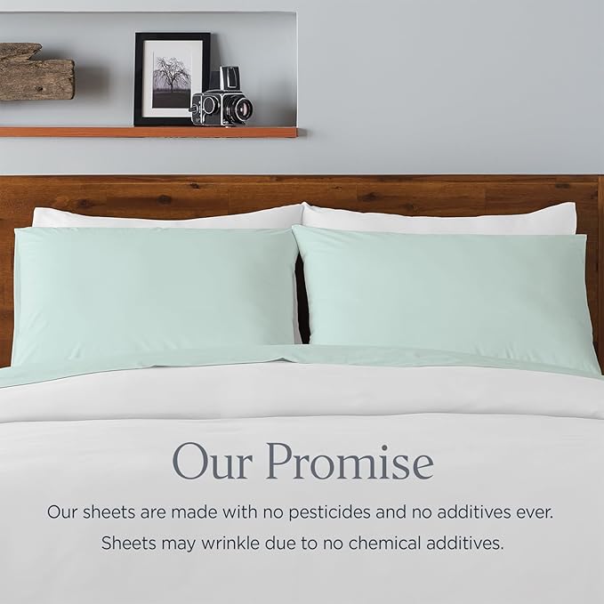 Ella Jayne Percale Sheets King Size (4 Pieces) Permium 100% Cotton Percale TC300, Hotel Luxury Collection, Deep Pockets and Cooling Cotton Percale Sheets King (Mint)