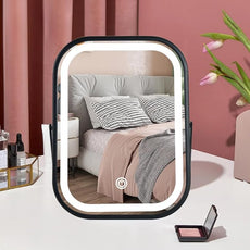 Travel Mirror with Lights, Small LED Makeup Mirror with Lights,Portable Desk Mirror 1200mAh Battery,3 Color Modes,Dimmable Touch Screen, Tabletop Folding Compact Mirror,Women Gift