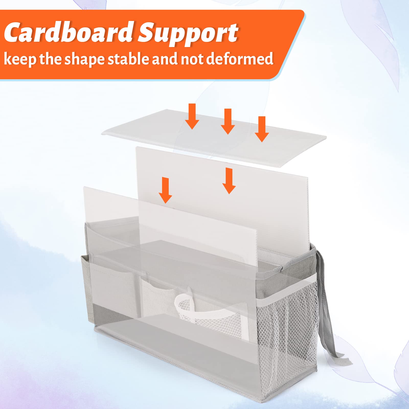 Loghot Bedside Caddy/Bedside Storage Bag Hanging Organizer for Bunk and Hospital Beds,Dorm Rooms Bed Rails,Can be Placed Glasses,Books,Mobile Phones,Keys (Light Pink) Dormly