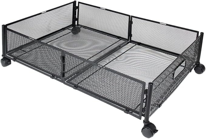 Foldable Stainless Steel Under Bed Storage Organizer with Wheels Large Capacity Holder for Clothes Shoes Blankets Multi-purpose Use Under Bed Sofa Space-saving Storage Rack